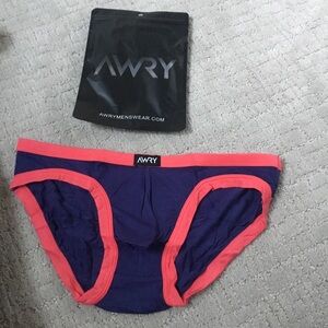 AWRY Men’s Navy Briefs with Coral Trim